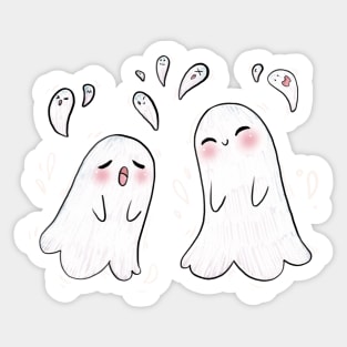 Cute ghost duo spooky sticker pack for Halloween Sticker